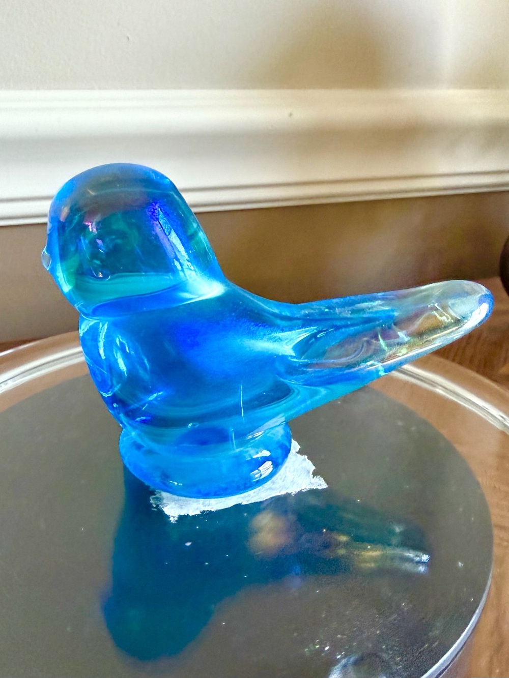 Blue Bird of Happiness Glass Bird Figurine by Ron Roy 1999 vintage